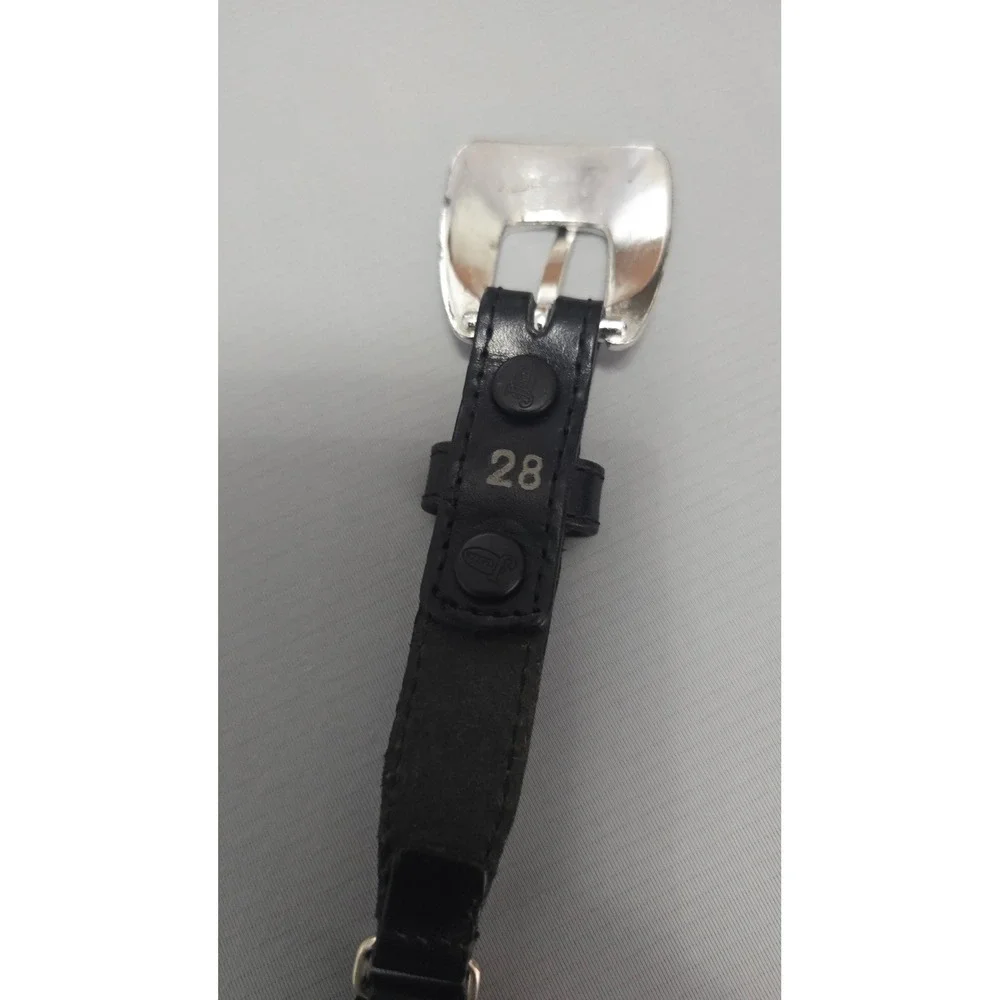 Justin Mens Black Leather Western Concho Belt Engraved Silver Buckle 28 559BK